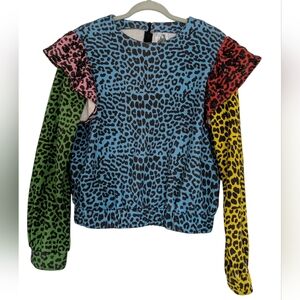 Queen of Sparkles Multicolor Leopard Print Top XS
